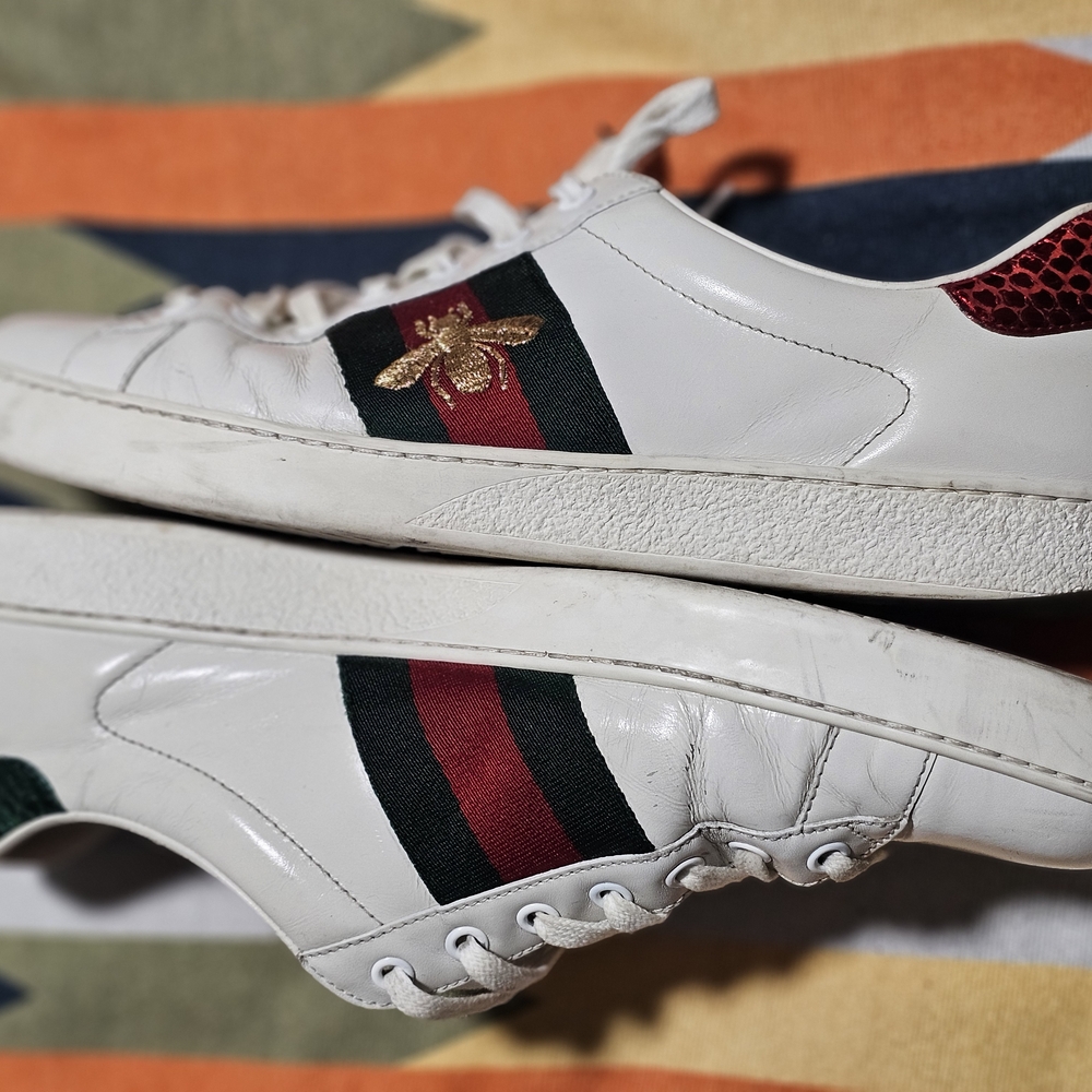 Gucci White and Red Sneakers with Premium Leather